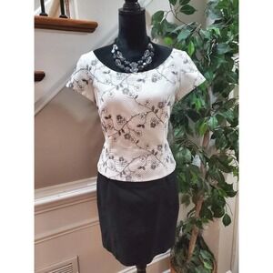 Hannah Hardy Women's Floral Cotton Round Neck Short Sleeve Knee Length Dress 10